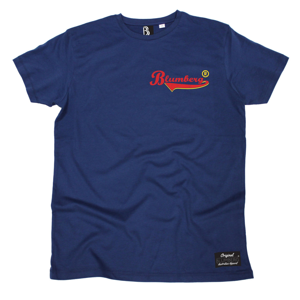 Women's Blumberg Red/Yellow Text Breast Pocket Design - Premium T-Shirt