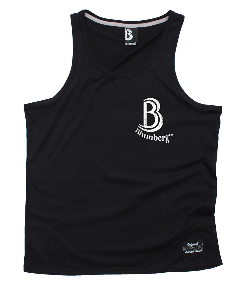 Blumberg Australia Men's B Blumberg Logo White Text Breast Pocket Design Premium Vest Tank Top