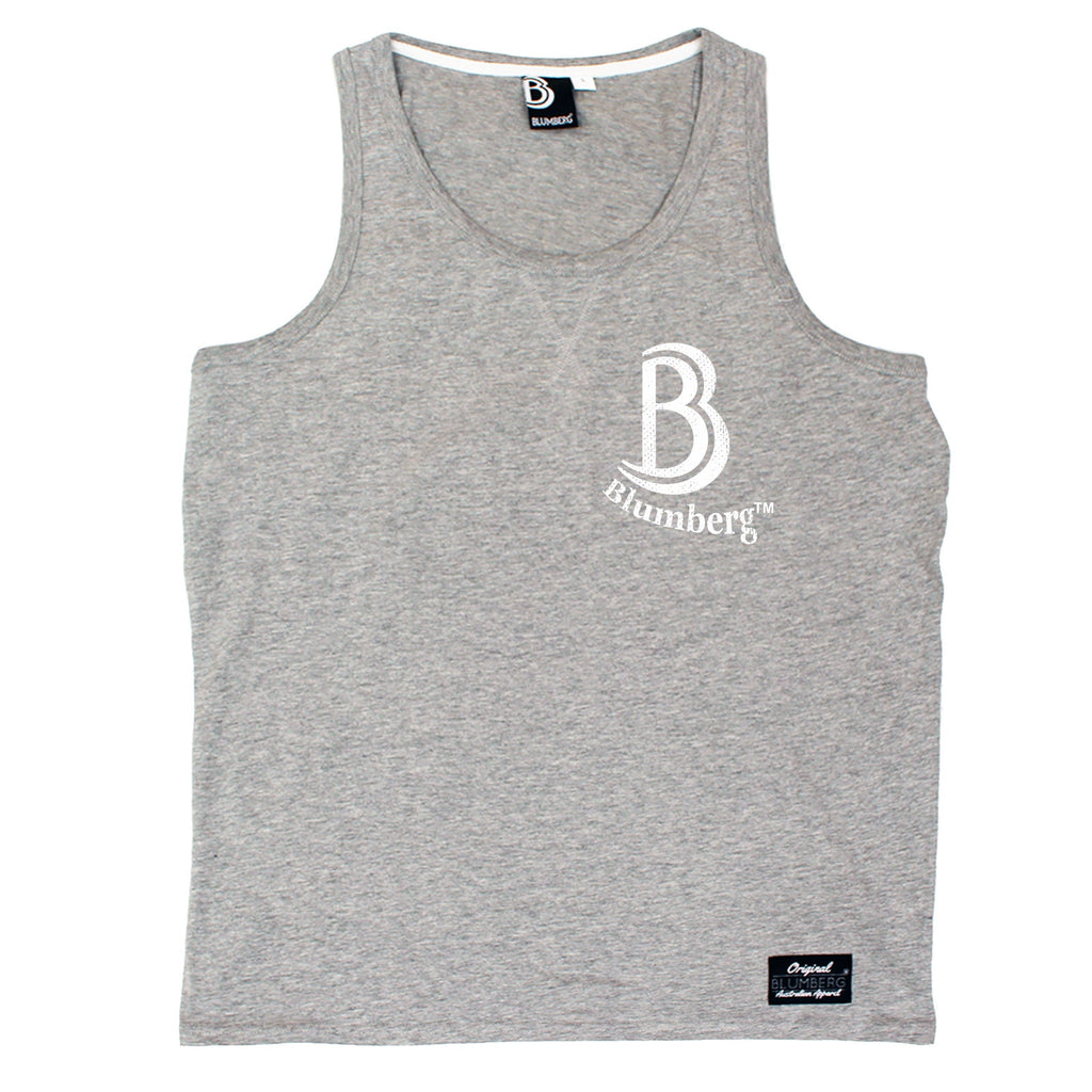 Blumberg Australia Men's B Blumberg Logo White Text Breast Pocket Design Premium Vest Tank Top
