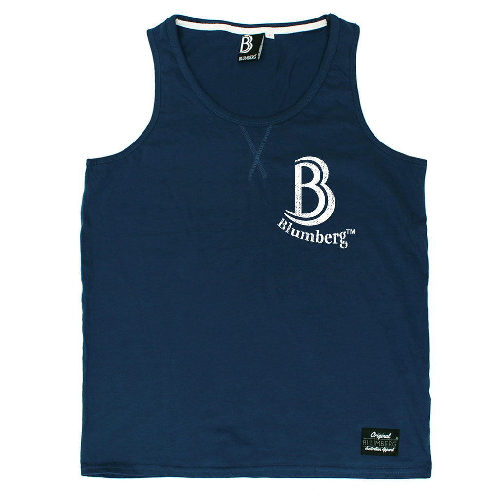 Blumberg Australia Men's B Blumberg Logo White Text Breast Pocket Design Premium Vest Tank Top