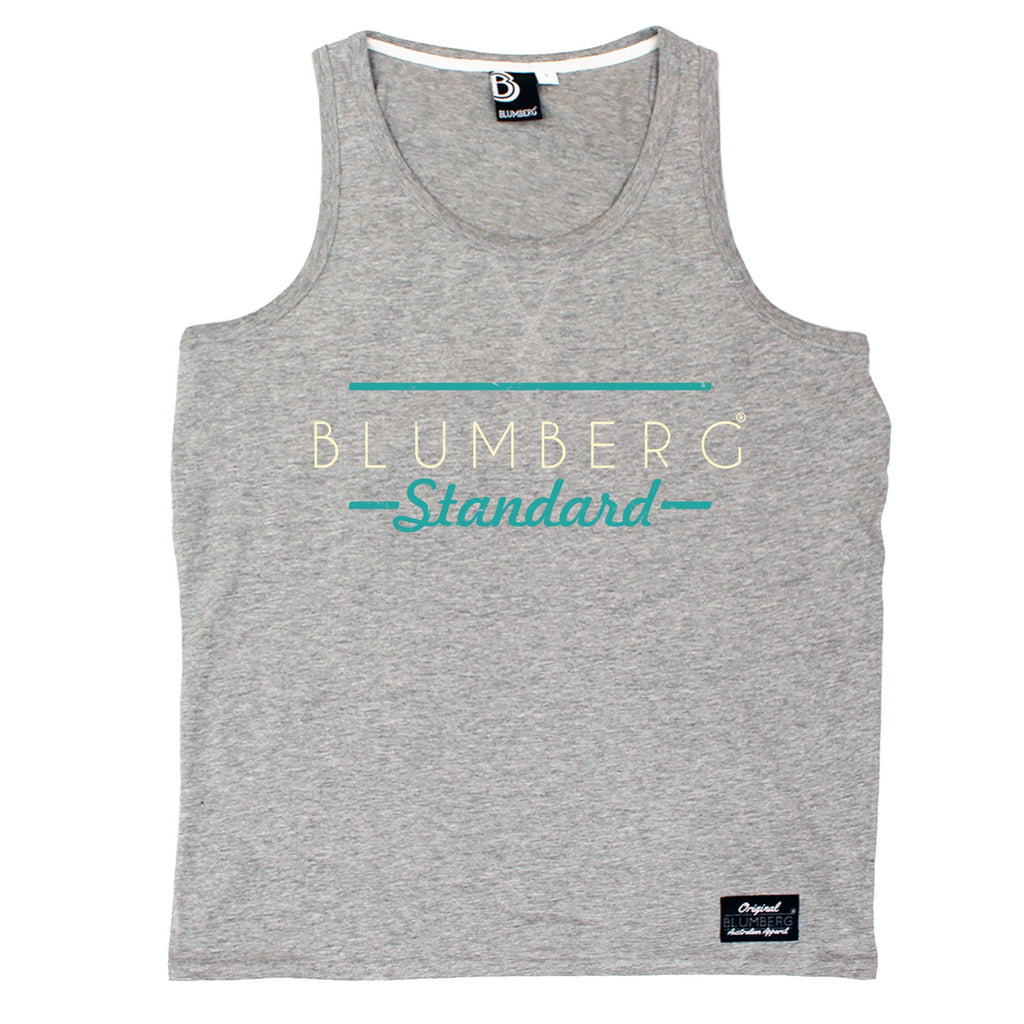 Blumberg Australia Men's Blumberg Standard Cream/Turquoise Text Design Premium Vest Tank Top