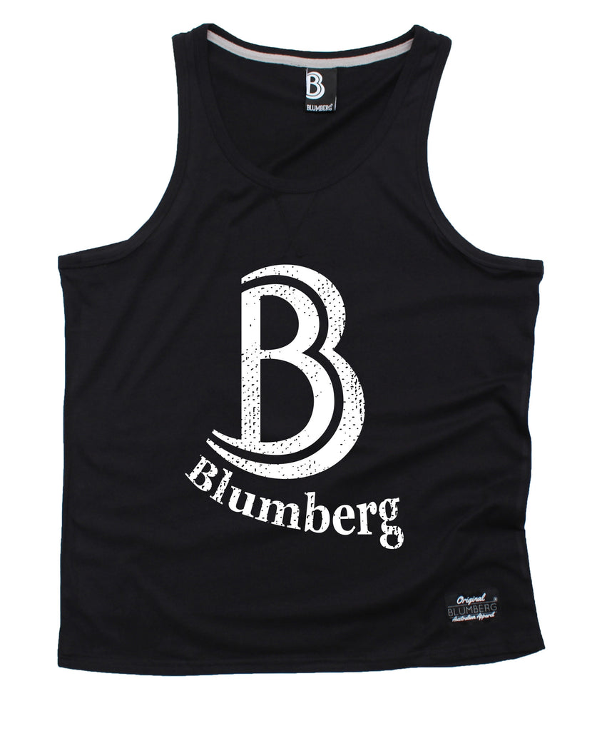 Blumberg Australia Men's B Blumberg White Text Chest Design Premium Vest Tank Top