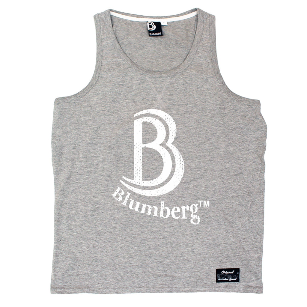 Blumberg Australia Men's B Blumberg White Text Chest Design Premium Vest Tank Top